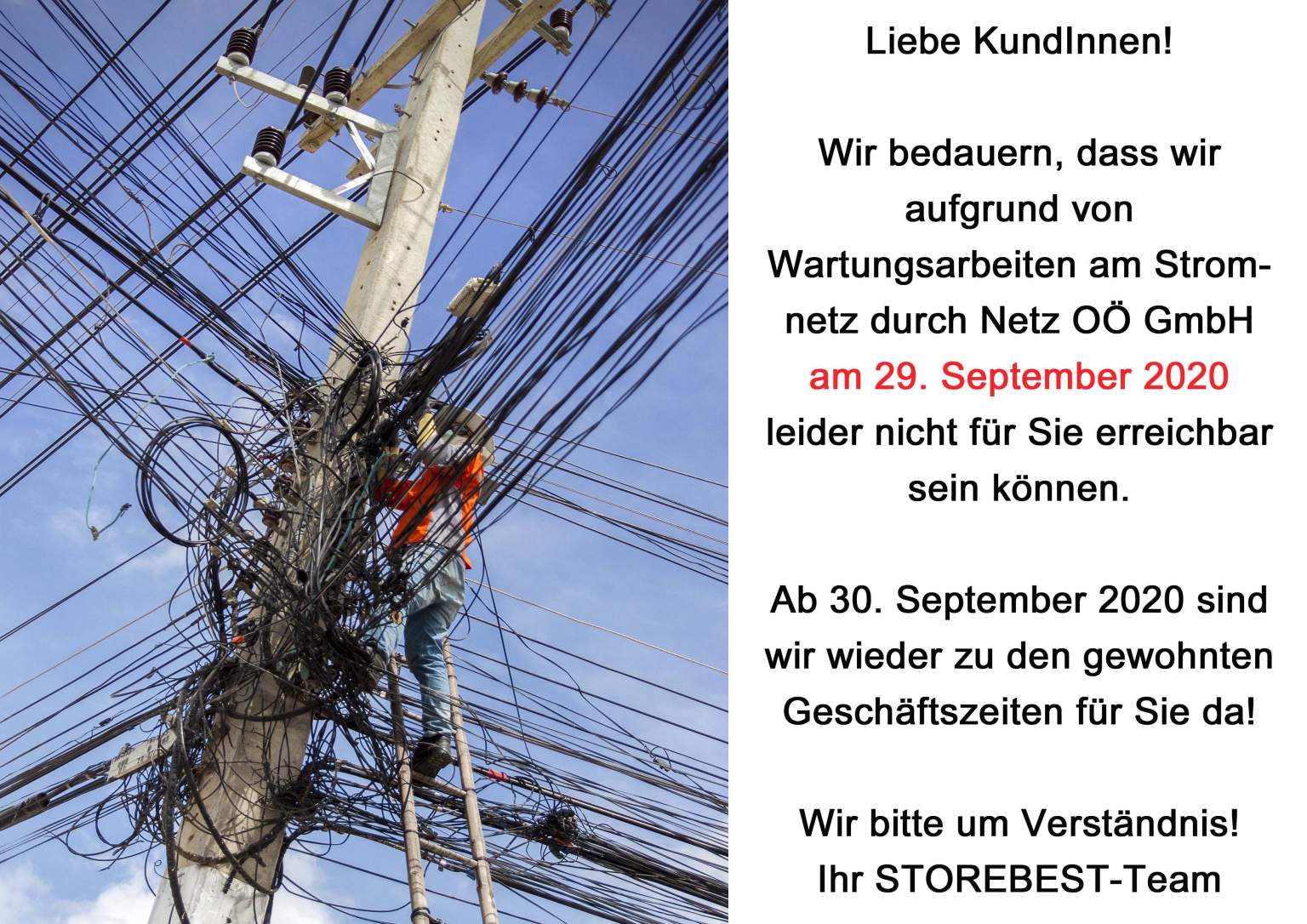 29.9.20 Wartungsarbeiten am durch Netz OÖ GmbH Storebest